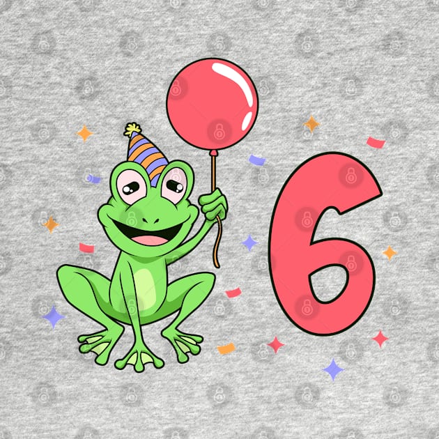 I am 6 with frog - kids birthday 6 years old by Modern Medieval Design